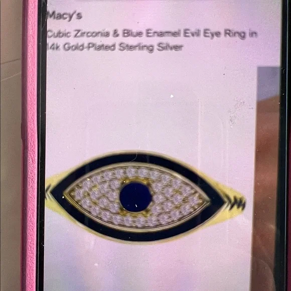 Evil eye ring cubic zirconia 14k over sterling NWT - Picture 7 of 7